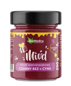 EKAMEDICA MIÓD WIELOKWIATOWY CZARNY BEZ CYNK 250G