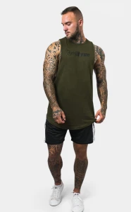 GYMBEAM PODKOSZULEK CUT OFF MILITARY GREEN