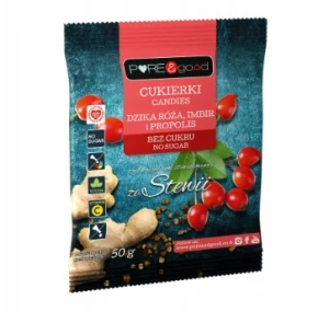 PURE&GOOD CUKIERKI Z DZIKĄ RÓŻĄ, IMBIREM 50G