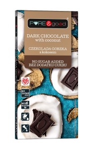 PURE&GOOD CZEKOLADA GORZKA Z KOKOSEM 75G