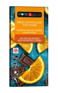 PURE&GOOD CZEKOLADA MLECZNA Z POMARAŃCZĄ 75G